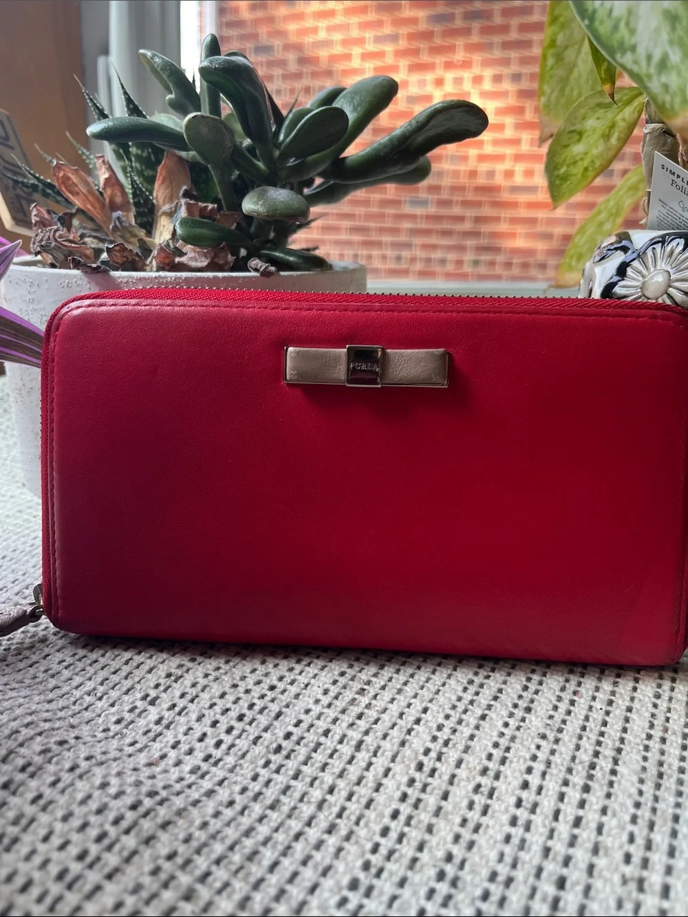 Furla Zip-Around Wristlet Wallet with Bow Accent